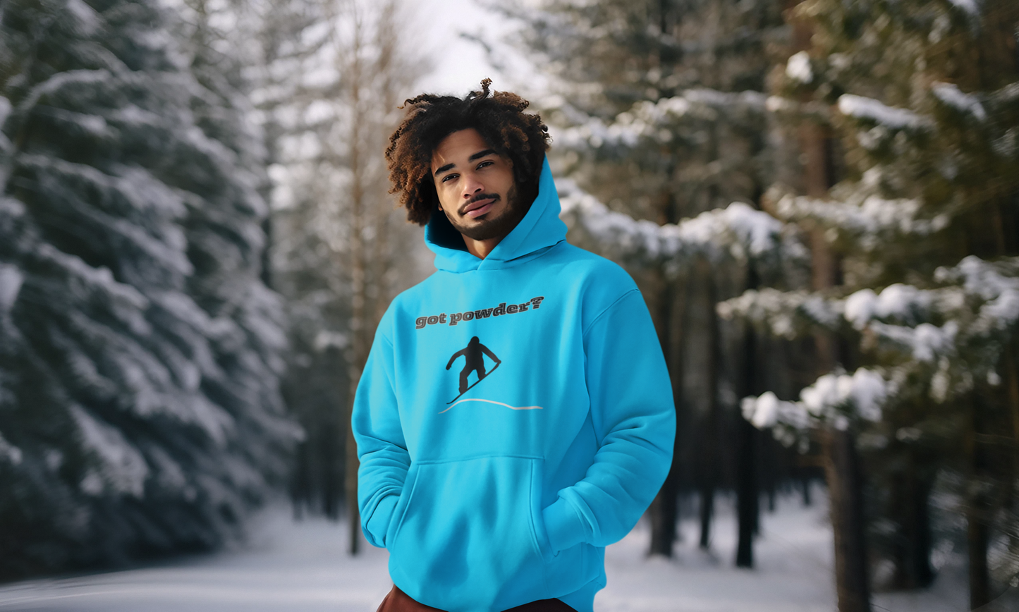 Snowboarding "got powder?" Adult Hoodie: Stay Warm and Stylish on the Slopes